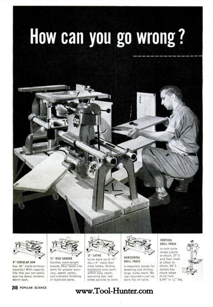 1953 Magna Shopsmith 10er and 4" Jointer Ad "How Can You Go Wrong?"